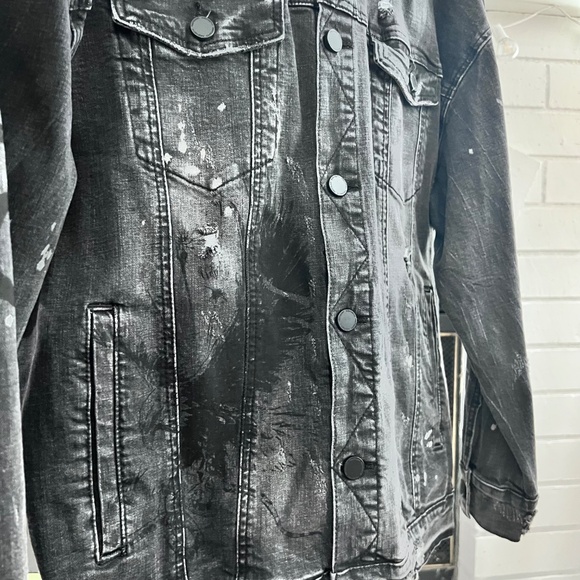 Profound Aesthetic Distressed Tattooed Style Button Up Denim Jacket - Ash - Picture 5 of 8